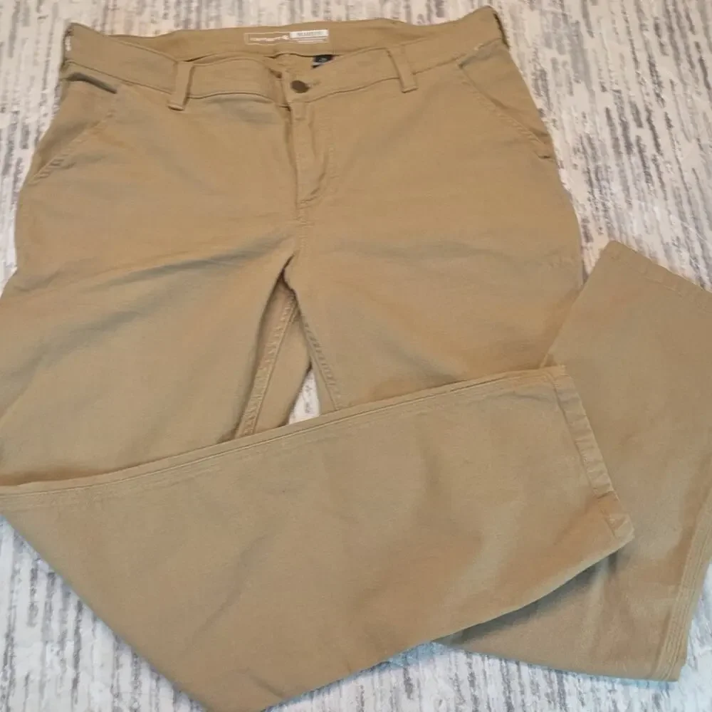 Carhartt Women's Carpenter Pants Tan Original Fit Straight Leg Sz 14 - Picture 6 of 13